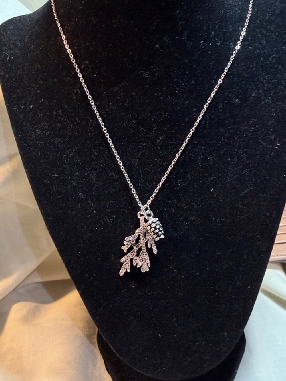 Silver Leaf Branch Pendant Necklace - Women's Jewelry
